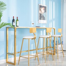 Nordic light luxury marble bar table and chair simple home wall window tall table milk tea shop bar long narrow table