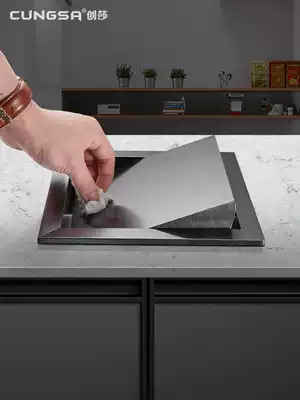 Cosmetic room countertop recessed trash can lid commercial household kitchen stainless steel swing lid flap flap square lid