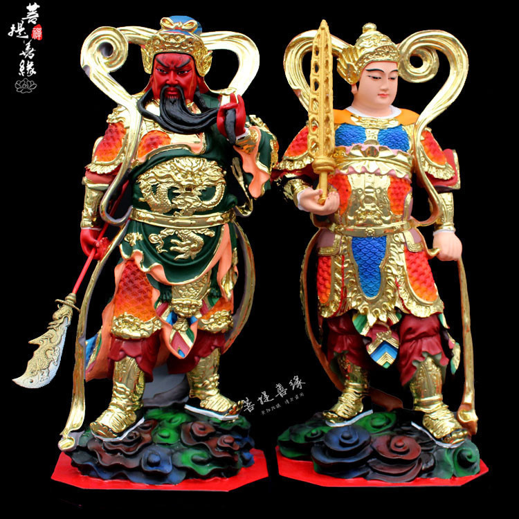 Resin handmade color painting Gala Blue Veto Bodhisattva Guan Gong Guan Yu Caiguan Statue Statue of the Buddha Statue