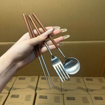 304 stainless steel japanese fork spoon retro tableware set