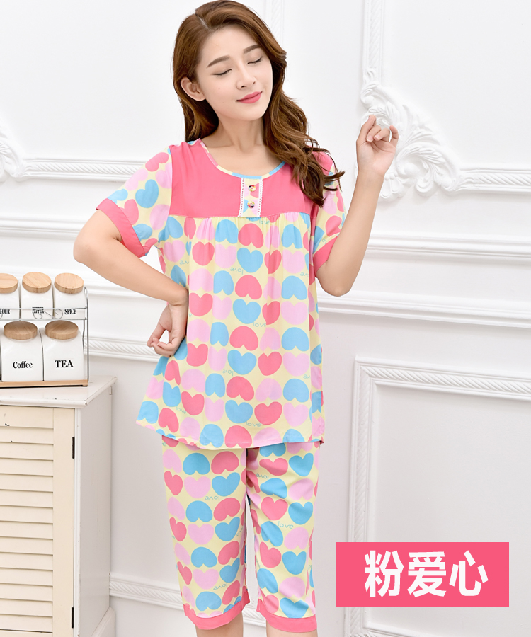 Ladies Pyjamas Summer Đặt Bông Ngắn Tay Áo Quần Short Dành Cho Người Lớn Hàn Quốc Cotton Silk Home Mặc XL Siêu mỏng