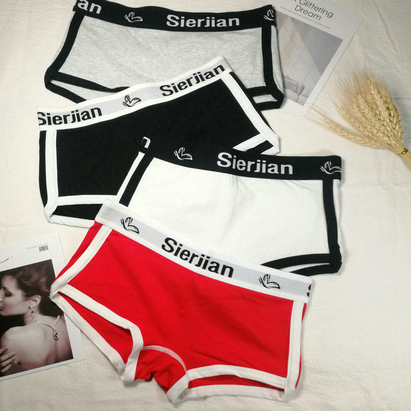 Pure cotton boxer underwear women's cotton seamless mid-waist girl anti-lighting buttocks sports fitness breathable boxer pants