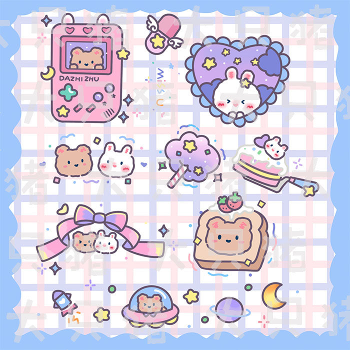 (Big pig at home) Tutu and Xiongxiong original cartoon waterproof cute flower arm girl tattoo stickers