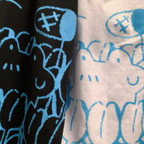 Big Only Pig at home Original Tulip Little Bear Graffiti Men and women Lovely loose 100 Lap Pure Cotton T-shirt