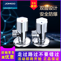 Jiumu bathroom angle valve hot and cold water inlet valve refined copper triangle valve eight-shaped valve water stop valve universal lengthening triangle valve
