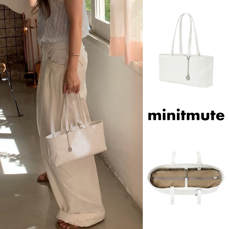 Minitmute26 Autumn New Limited Edition White Handbag Adjustable Shoulder Underarm Women's Bag White Woven Bag