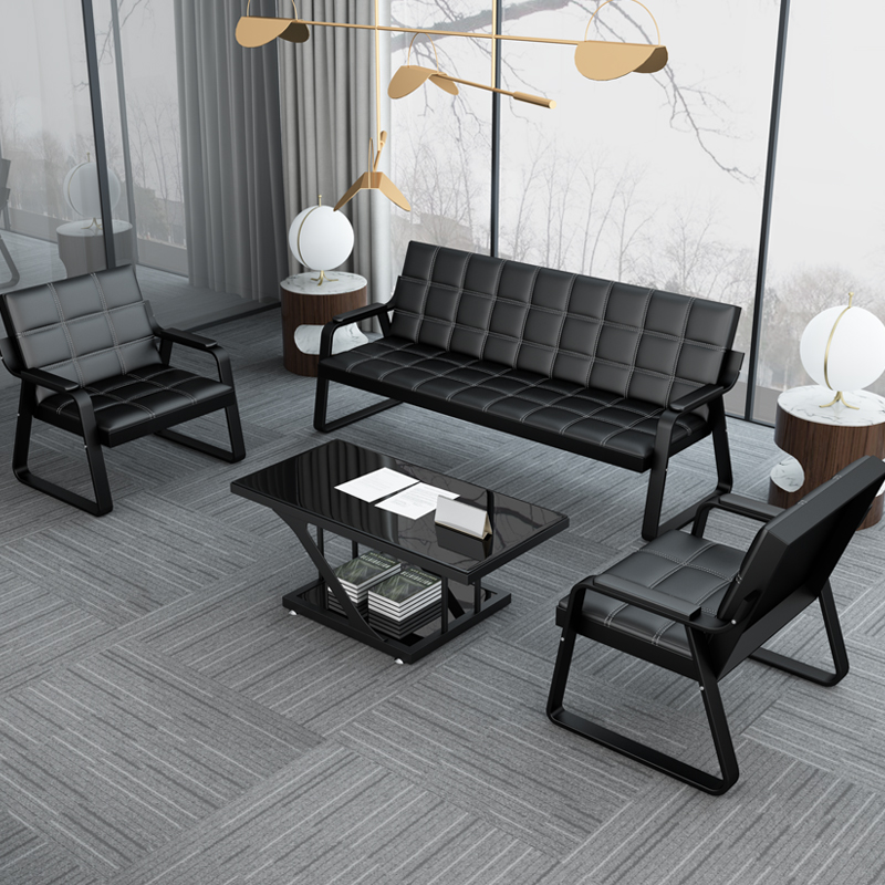Chair Sofa sofa Guest Area Reception Office Sofa Tea Table Combined Strip Chair Brief Modern Tandem Chair Trio