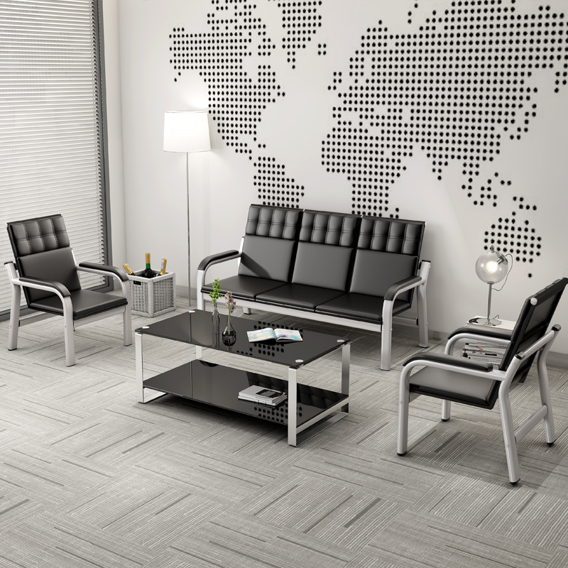Office sofa coffee table combination simple modern fashion business reception room three-person small office sofa