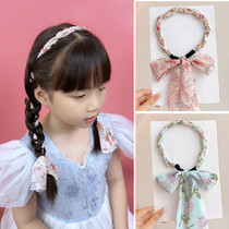 Childrens broken flower choreography with temperament gentle silk scarves with hair stirrups with hair stirrups Girl lace girls headwear hair accessories