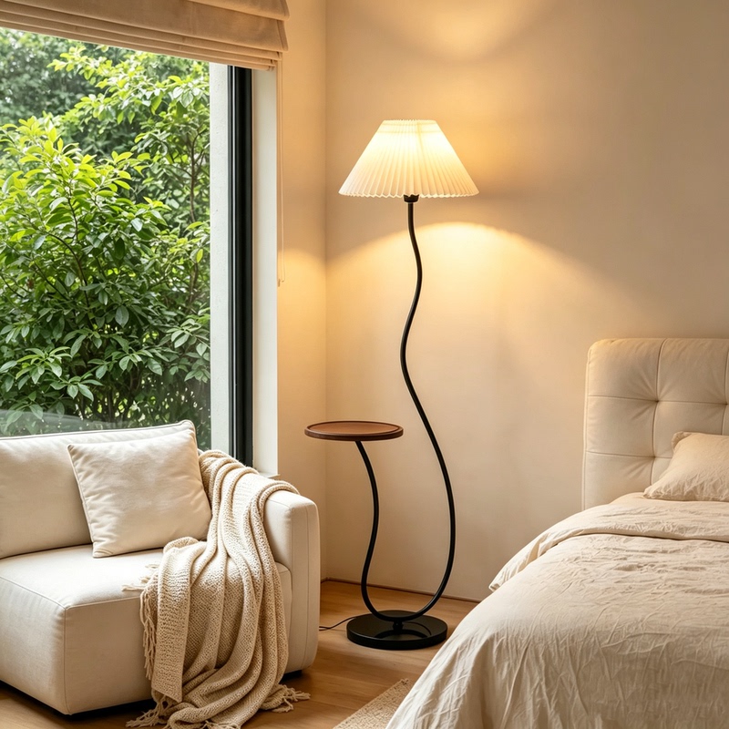 Pleated Floor Lamp, Living Room Vintage Storage Lamp, Sofa Bedroom Bedside Decorative Lamp, Full Spectrum Cream Style Atmosphere Lamp Pleated Floor Lamp, Living Room Vintage Storage Lamp, Sofa Bedroom Bedside Decorative Lamp, Full Spectrum Cream Style Atmosphere Lamp