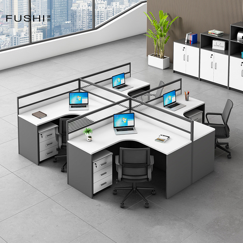 Desk chair combination 2 4 6 8 human bits staff table minimalist Hyundai cassette 3 personnel station screen computer desk