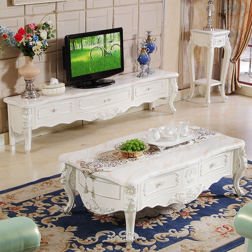 Европейский мраморный журнальный столик, комбинация шкафа для телевизора, простая европейская маленькая квартира, гостиная из массива дерева, современный простой гарнитур для гостиной