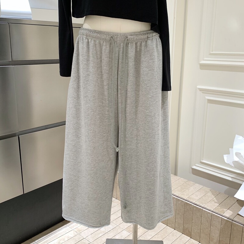 Same Style as At, 100 High Thread Count Combed Cotton Drawstring Elastic Low-Waist Wide-Leg Cropped Casual Pants Same Style as At, 100 High Thread Count Combed Cotton Drawstring Elastic Low-Waist Wide-Leg Cropped Casual Pants