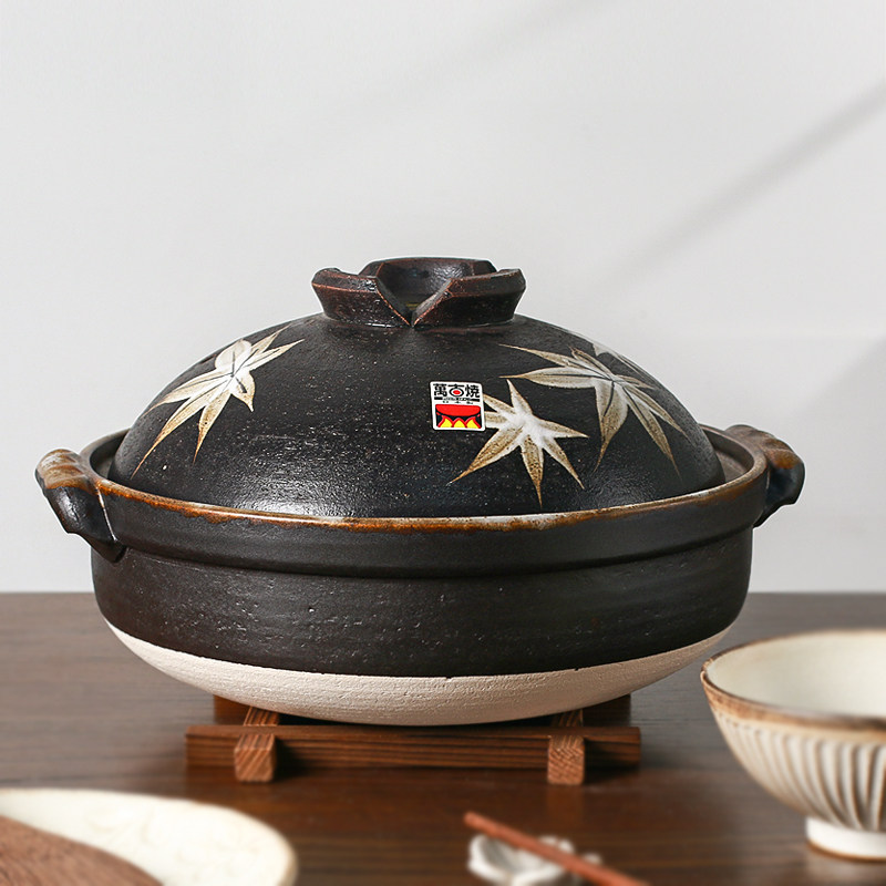 Small Aoigawa Machiya Japanese original imported Wangu roasted maple casserole Jingye earthen pot soup pot clay pot rice pot