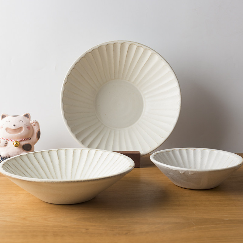 Kookugawa Machi House Japan Original Clothing Import Preeko Burning to Yan Deep Type Ancient Pan Coarse Ceramic Sand-Bowl Noodles Bowl