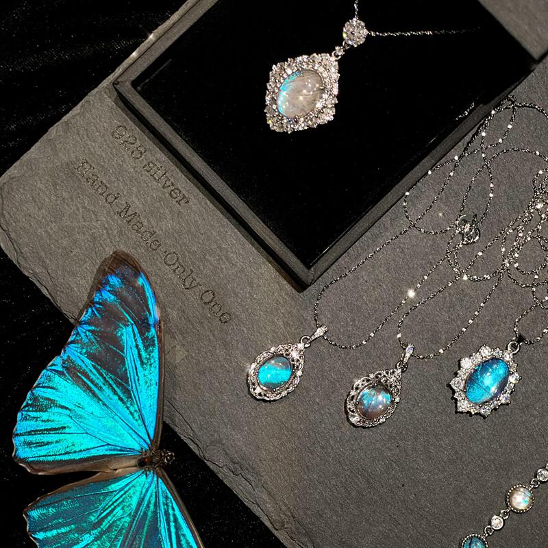 Shan Yi Shall Large Blue Morpho Real Butterfly Specimen Necklace Pendant Exquisite ins Design Birthday Gift for Girlfriend Shan Yi Shall Large Blue Morpho Real Butterfly Specimen Necklace Pendant Exquisite ins Design Birthday Gift for Girlfriend