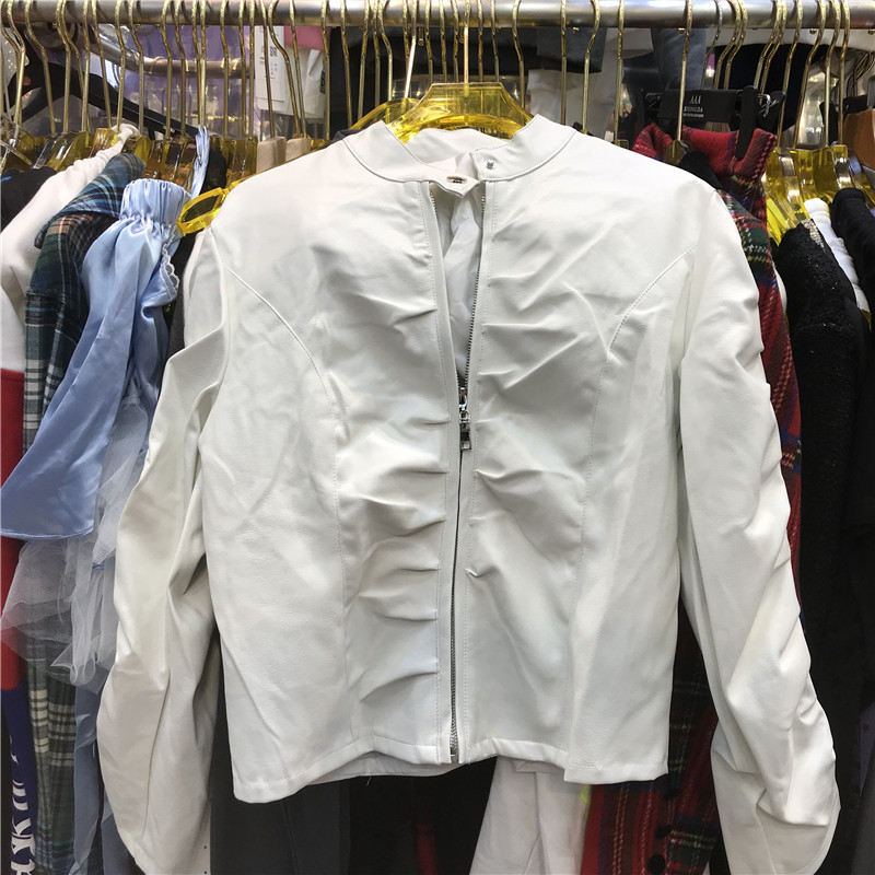 European and American handsome fold design zipper coat female 2020 autumn new age reduced locomotive jacket female