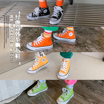 Explosive shoes Childrens canvas shoes autumn new girls Joker multi-color flat shoes boys small white shoes board shoes
