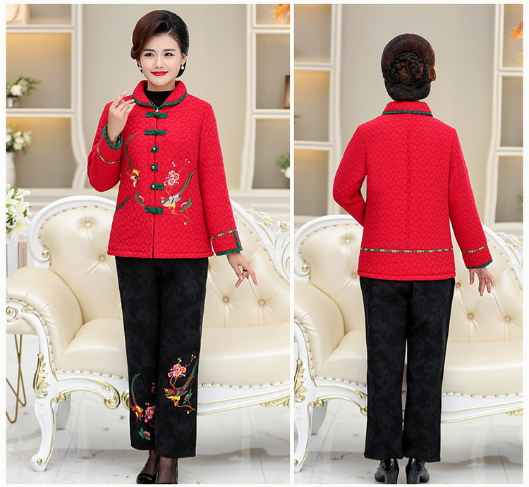 2018 mùa đông phong cách mới Trung Quốc phong cách retro Tang phù hợp với phong cách quốc gia xuống bông độn phụ nữ áo ngắn hai dây quần phù hợp với áo phao nữ dáng ngắn