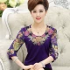 Áo phông dài tay mùa xuân cho phụ nữ trung niên 40-50 mẹ tải áo sơ mi mùa xuân và mùa thu áo sơ mi mùa hè trong tay áo T ao dam trung nien