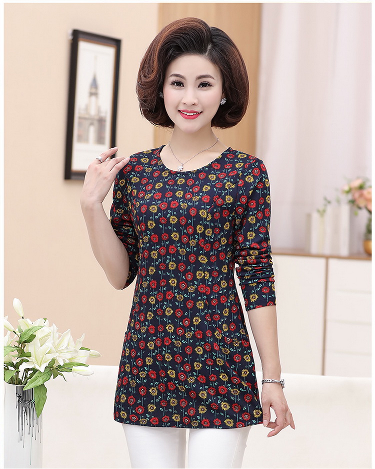Áo sơ mi nữ dài tay mùa xuân và mùa thu dài tay thả lỏng mẹ tải áo dài áo sơ mi nữ trung niên áo kiểu trung niên hàn quốc