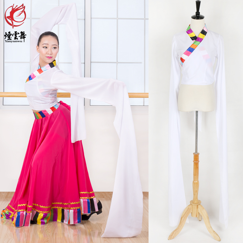 Smoke Cloud Dance Tibetan Tibetan Children's Tibetan Dance Square Dance June 1 Dance Performance Costume Water Sleeve Top