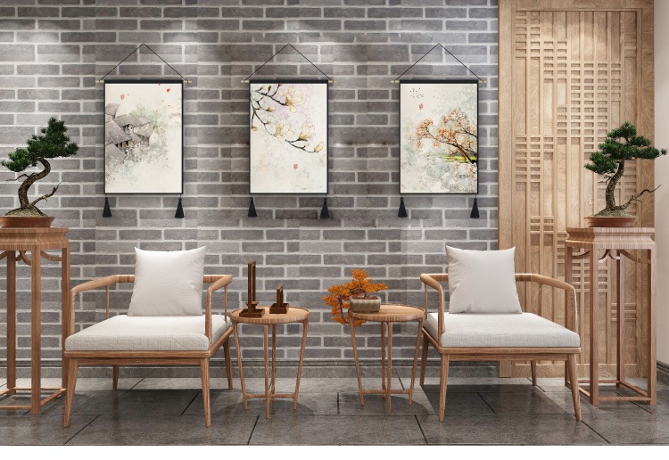 Trung Quốc phong cách Trung Quốc vải treo tranh tường phòng khách trang trí tường sơn mực treo phòng ngủ phòng ngủ hiên thảm hoa treo tường