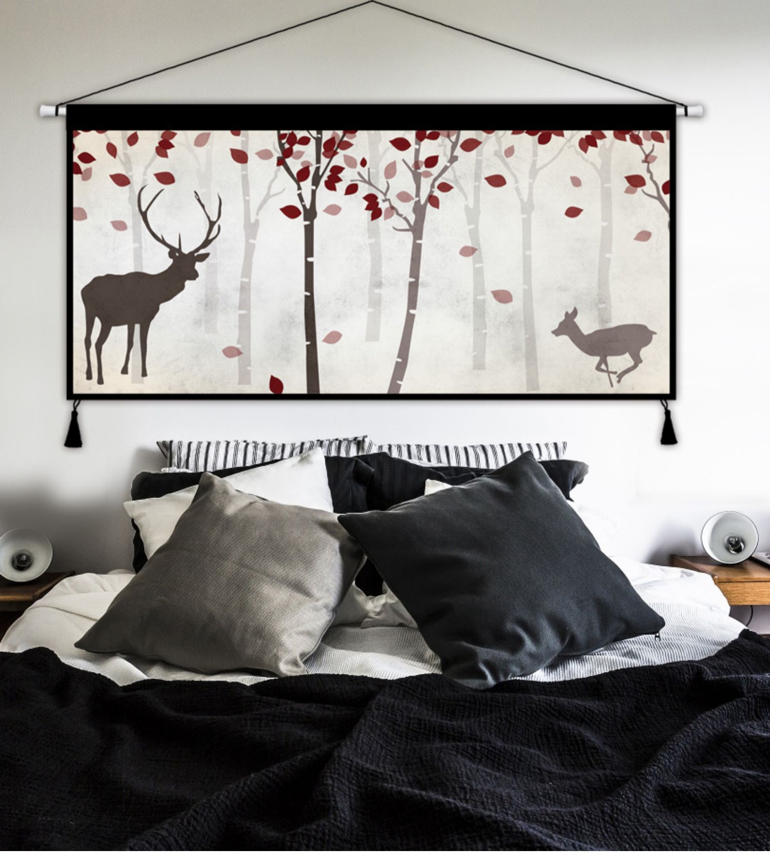 Elk gió Bắc treo tấm thảm phòng khách sofa nền tường trang trí bức tranh phòng ngủ đầu giường treo ngang vải - Tapestry thảm decor vintage