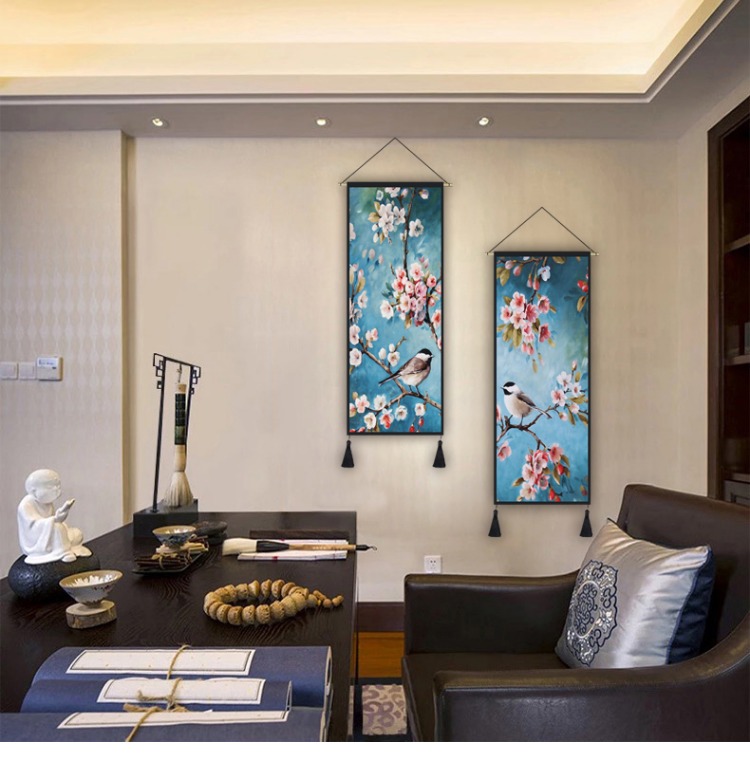 Trung Quốc hoa và chim vải sơn tường trang trí bức tranh B & B treo quốc gia vải gió tấm thảm treo vải nền giường vải thảm treo tường anime