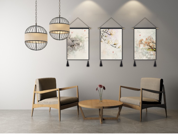 Trung Quốc phong cách Trung Quốc vải treo tranh tường phòng khách trang trí tường sơn mực treo phòng ngủ phòng ngủ hiên thảm hoa treo tường