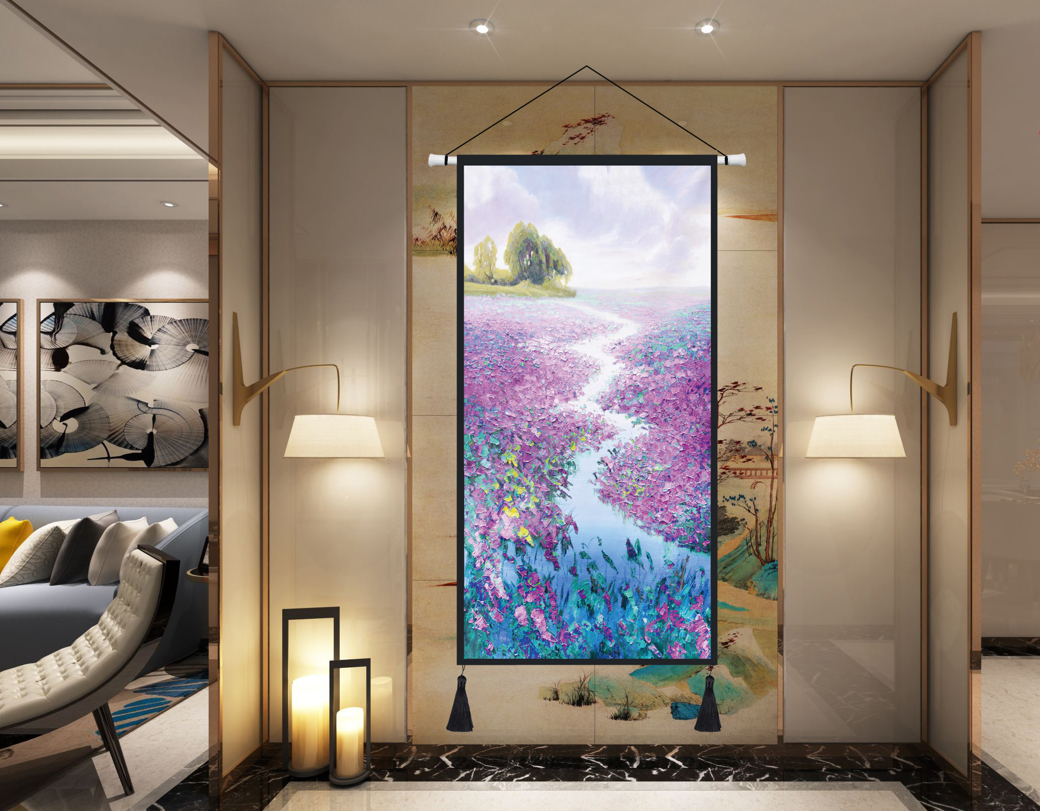 Nordic sơn phòng khách lối vào sảnh tấm thảm lớn vải bối cảnh bức tranh trang trí những bức bích họa - Tapestry 	thảm treo tường 3d