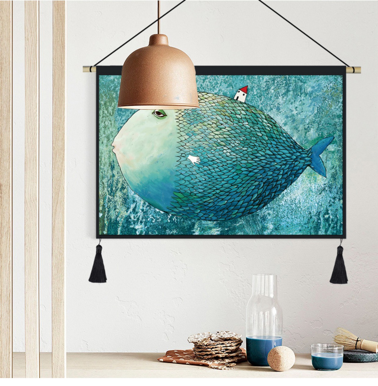 Tấm thảm Bắc Âu in tranh treo vải phòng ngủ đầu giường nền tường vải tấm thảm mét hộp bìa tranh động vật thảm treo tường decor