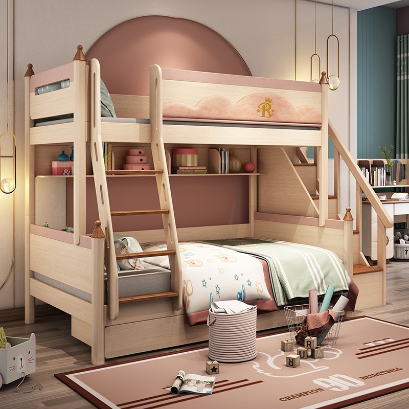 Full Solid Wood Upper Bunk Bed Double Bed Multifunction Composition Two Floors Children Twin Beds Double Bed Combo Up And Down Bunk Beds