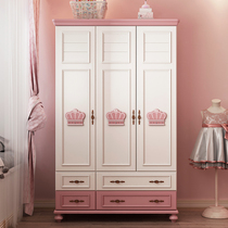 American childrens wardrobe girl country childrens room boy bedroom pastoral plate storage three-door wardrobe