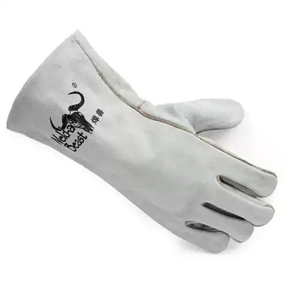 Welding beast EN388 35CM Class C cow two-layer neck skin welding casting welder work gloves