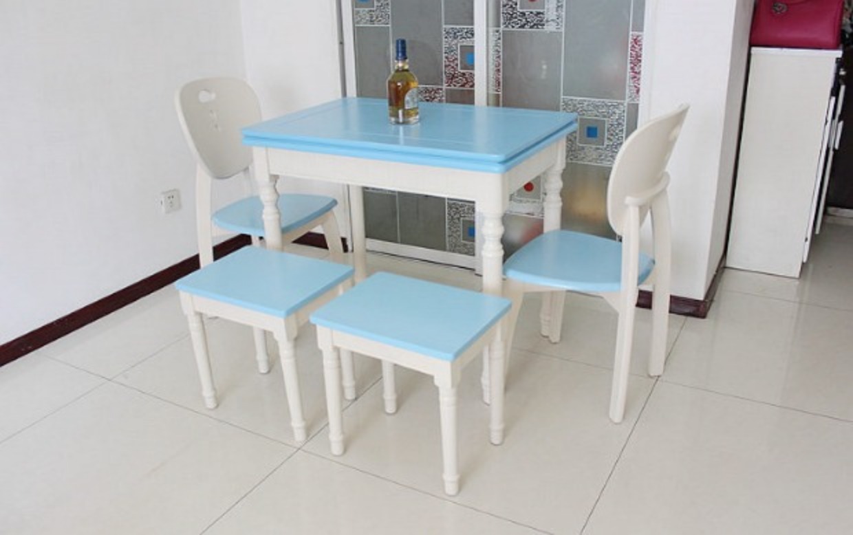 Bán chạy nhất Địa Trung Hải căn hộ nhỏ căn hộ gỗ rắn bàn gấp hình chữ nhật có thể thu vào xoay ghế ăn bàn ăn - Bàn bàn gấp gọn