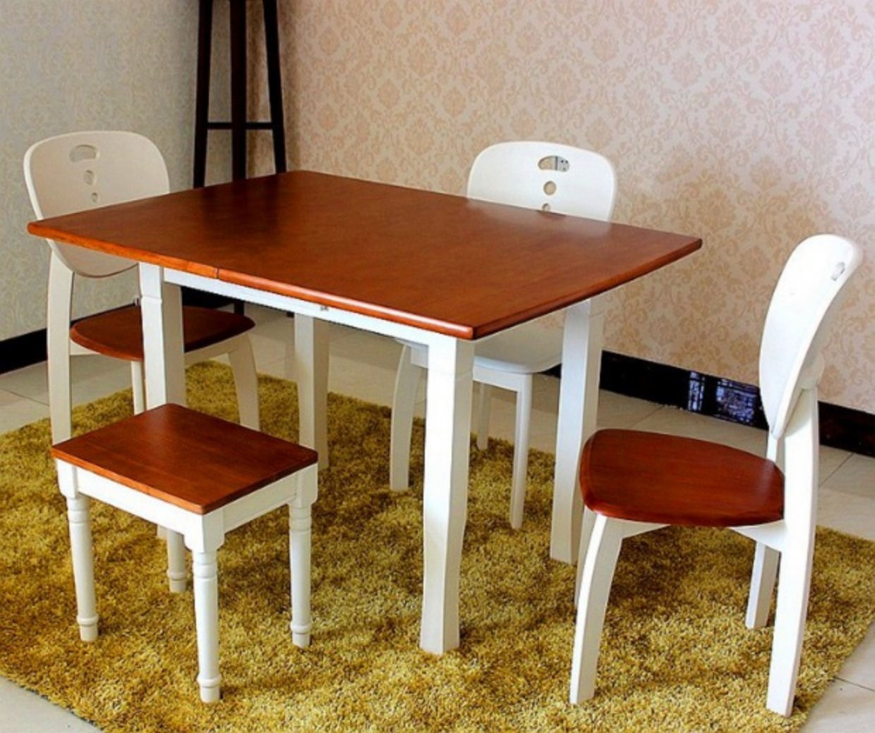 Bán chạy nhất Địa Trung Hải căn hộ nhỏ căn hộ gỗ rắn bàn gấp hình chữ nhật có thể thu vào xoay ghế ăn bàn ăn - Bàn bàn gấp gọn