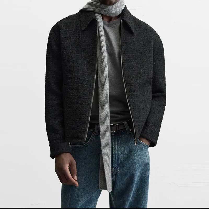 2025 Spring New Zipper Textured Short Lapel Jacket Long Sleeve Shirt Coat 0706469 6861016