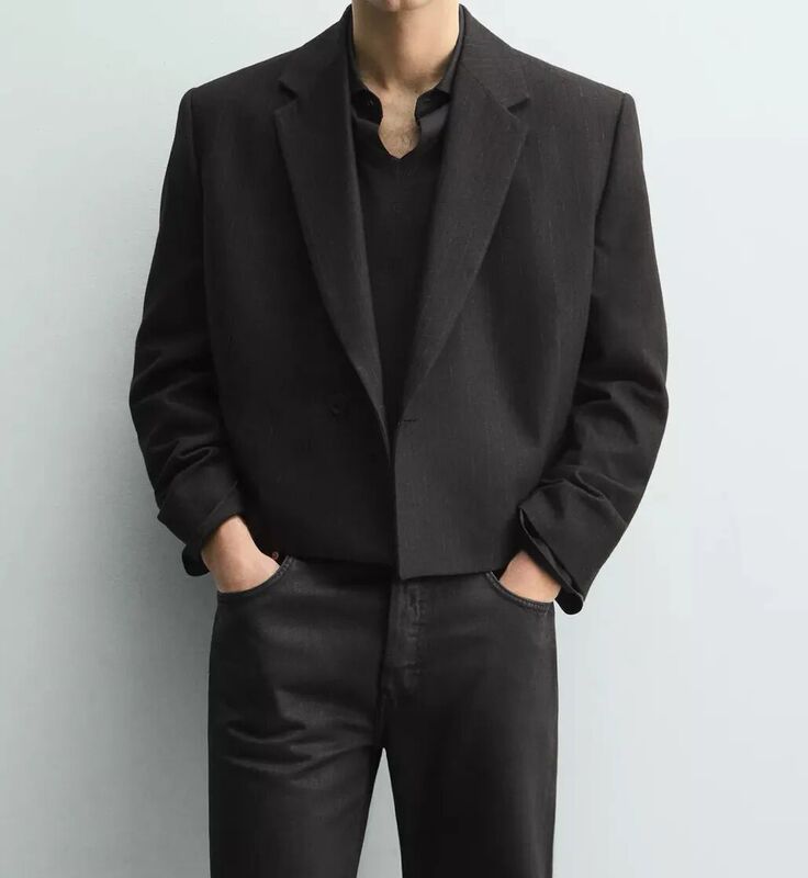 2026 Spring New Men's Single-Breasted Casual Suit Short Jacket Loose Suit 6983363