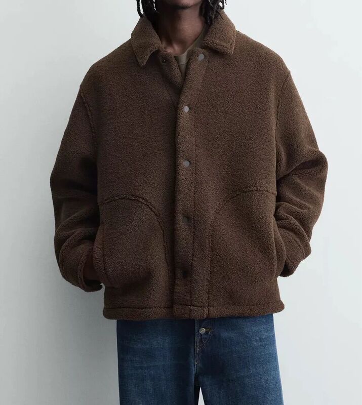 2025 Autumn and Winter New Men's Loose Lapel Fleece Thickened Jacket Men's Polar Fleece Coat 1248300