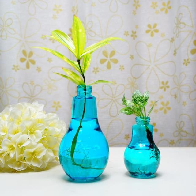Hồ bóng đèn màu xanh trong nhà làm vườn đồ nội thất máy tính để bàn nước thủy văn hóa nước thủy tinh trang trí nhà trang trí - Vase / Bồn hoa & Kệ chậu thủy tinh treo tường