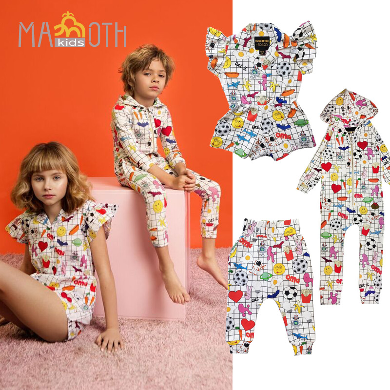 Clear bin USA Hg Loves Tiki partnership Children's cartoon sweatshirt casual pants one-piece dress organic cotton