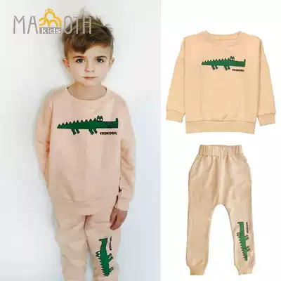 Clearance US Hg Loves Tiki new children's plus velvet warm pullover casual top sweatpants organic cotton