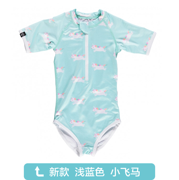 Kẻ cướp bãi biển Hà Lan UPF50 + trẻ em nữ kho báu bãi biển quần áo chống nắng quần áo cô gái áo tắm ngắn tay một mảnh đồ bơi cho bé trai