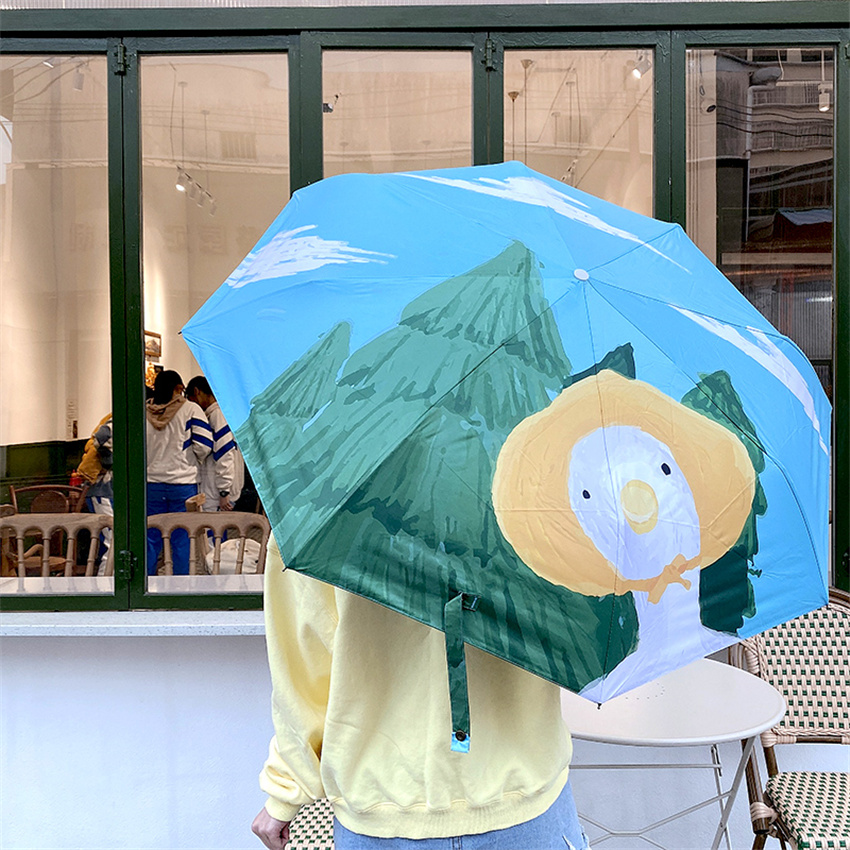 Japan CK Sunshade Female Cute Large White Duck Umbrella Folding Fully Automatic Sunny and rain-proof sun-shading umbrella ins