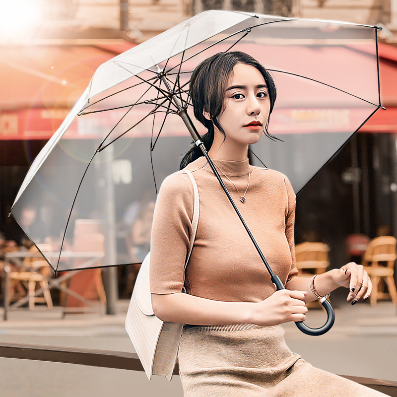 Japan Tide Card GM Transparent Umbrella Female Thickening Long Handle Automatic Sen Ensemble Retro Net Red Brief About Double Sunny and Dual-use-Taobao
