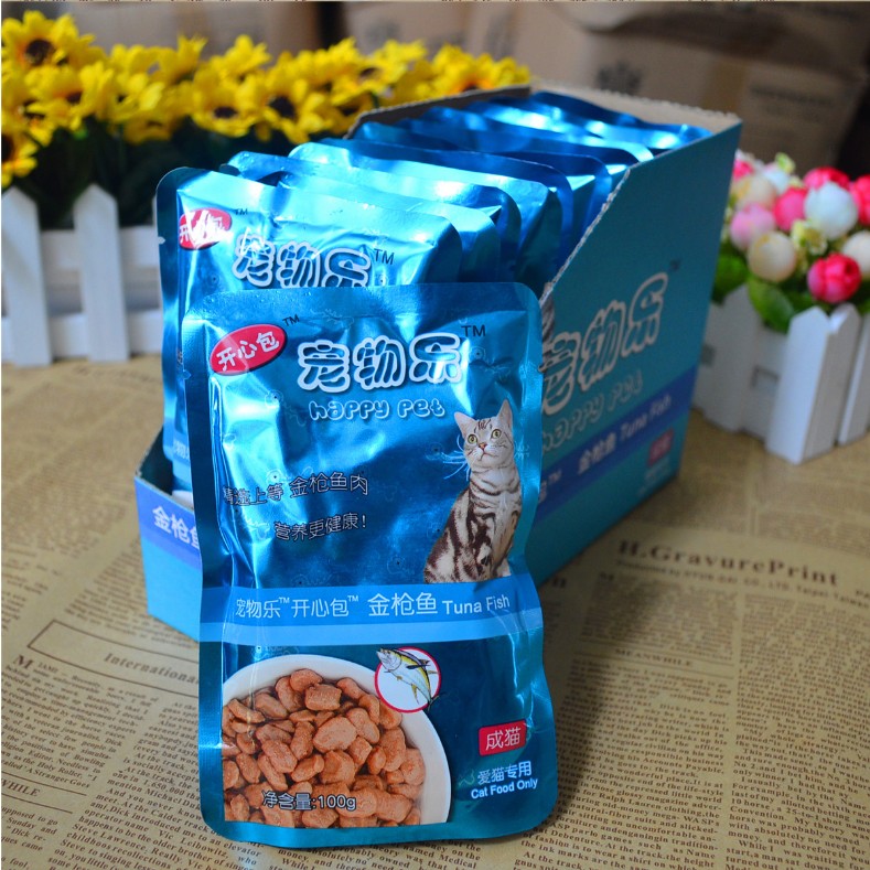 Pet Le Beef Ocean Fish Cá ngừ Cá nhỏ Cá vàng Thịt tươi Túi mèo Mèo đóng hộp Thức ăn ướt 100g hạt cho mèo con 2 tháng tuổi