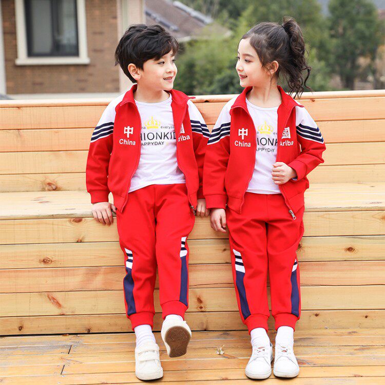 Kindergarten Garden Clothing Spring Autumn Clothing Children Class Clothes Chinese Red Elementary School Kids Spring Class Clothing Performance Suit Activities