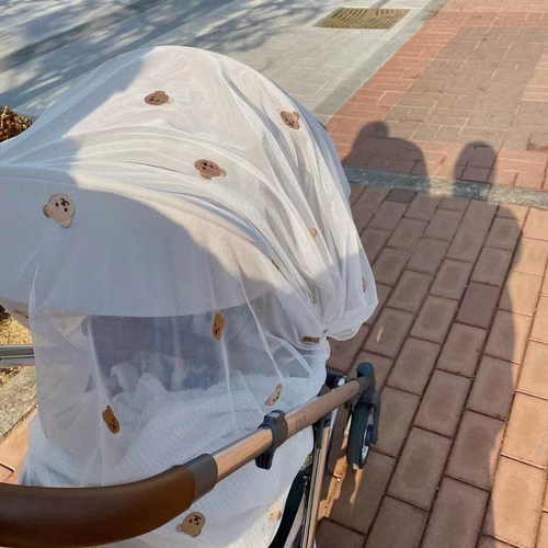 Брендовая детская коляска, москитная сетка, ветрозащитное летнее дышащее средство от комаров, с медвежатами