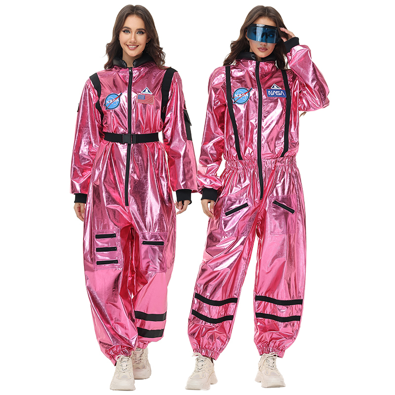 Halloween Costume Pink Shiny Cosplay Spacesuit Female Astronaut Wandering Earth Outfit Pilot Performance Costume